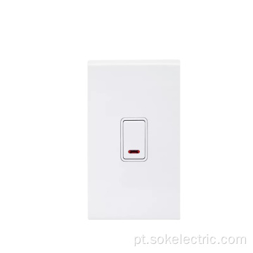 Interruptor de pólo duplo 45A250V com Neon Branco 86x147mm